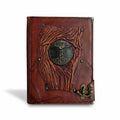 Genuine Sheepskin Leather Journal, Blank Chamois Paper | Up Wrinkled | Antique Resin Motif | Embracing Lovers Tree of Life