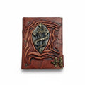 Genuine Sheepskin Leather Journal, Blank Chamois Paper | Up Wrinkled | Antique Resin Motif | Serpent Sword