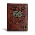 Genuine Sheepskin Leather Journal, Blank Chamois Paper | Up Wrinkled | Antique Resin Motif | Howling Wolf