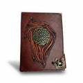 Genuine Sheepskin Leather Journal, Blank Chamois Paper | Up Wrinkled | Antique Resin Motif | Celtic Triskelion Shield