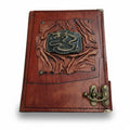 Genuine Sheepskin Leather Journal, Blank Chamois Paper | Up Wrinkled | Antique Resin Motif | Hexagonal Dragon