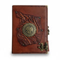 Genuine Sheepskin Leather Journal, Blank Chamois Paper | Up Wrinkled | Antique Resin Motif | Celtic Knot