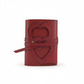 Genuine Red Sheepskin Leather Journal, Blank Chamois Paper | Laser Cut Wrap-Around Cover | InterPadlocking Infinity Hearts | Small