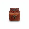 Hakiki Deri Ahşap Mücevher Kutusu | Antik Metal Kalp | 8x8cm
