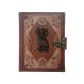 Hakiki Koyun Derisi Şamua Kağıt Defter | Katmanlı Çerçeve | Antik Metal Döküm | Dalda Baykuş