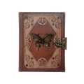 Hakiki Koyun Derisi Şamua Kağıt Defter | Katmanlı Çerçeve | Antik Metal Döküm | Kelebek