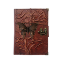 Genuine Sheepskin Leather Journal, Blank Chamois Paper | Full Wrinkled | Antique Metal Motif | Vintage Butterfly