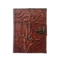Genuine Sheepskin Leather Journal, Blank Chamois Paper | Full Wrinkled | Antique Metal Motif | Vintage Skeleton Key