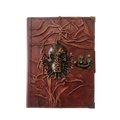 Genuine Sheepskin Leather Journal, Blank Chamois Paper | Full Wrinkled | Antique Metal Motif | Jolly Roger Skull