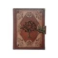 Hakiki Koyun Derisi Şamua Kağıt Defter | Katmanlı Çerçeve | Antik Metal Döküm | Halkalı Hayat Ağacı