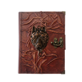 Genuine Sheepskin Leather Journal, Blank Chamois Paper | Full Wrinkled | Antique Metal Motif | Wolf Head